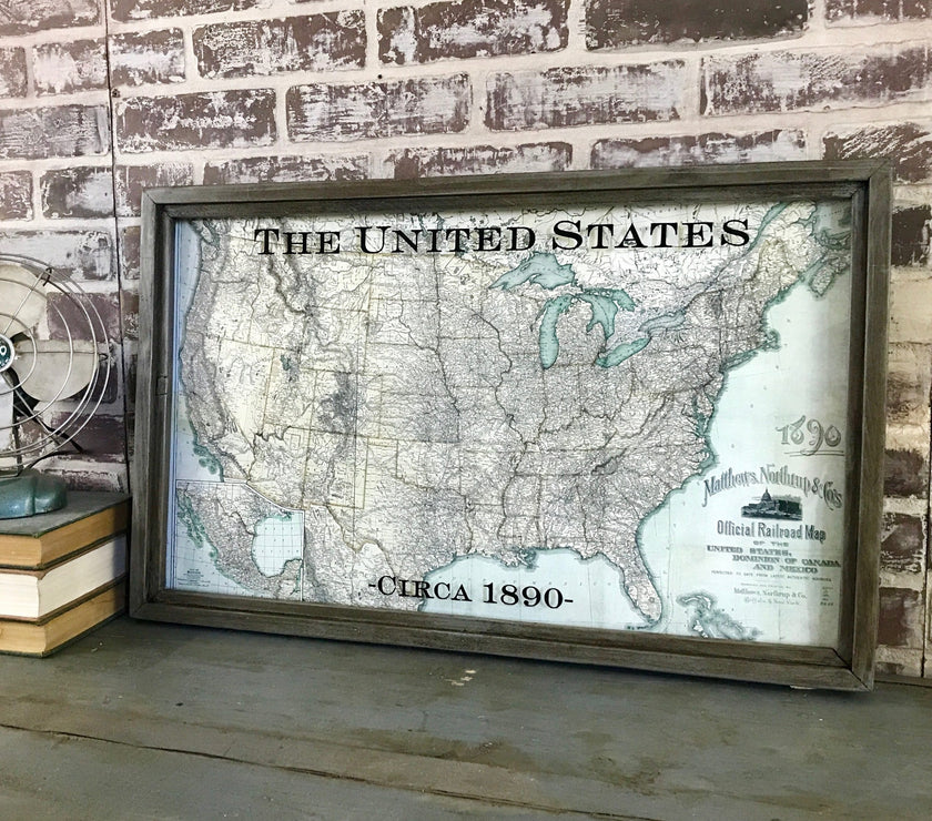 Antique USA Map 1890