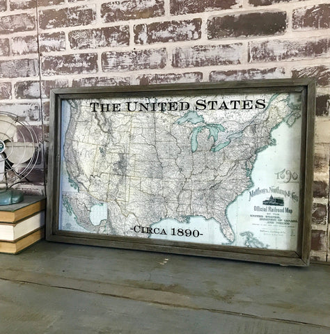 Antique USA Map 1890