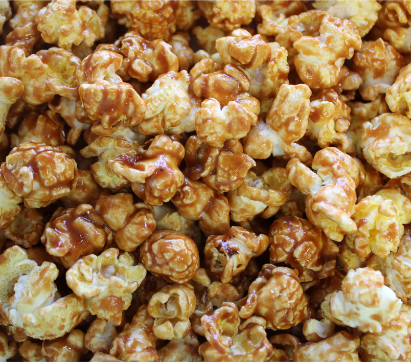 Close-up of caramel popcorn with a close-up view