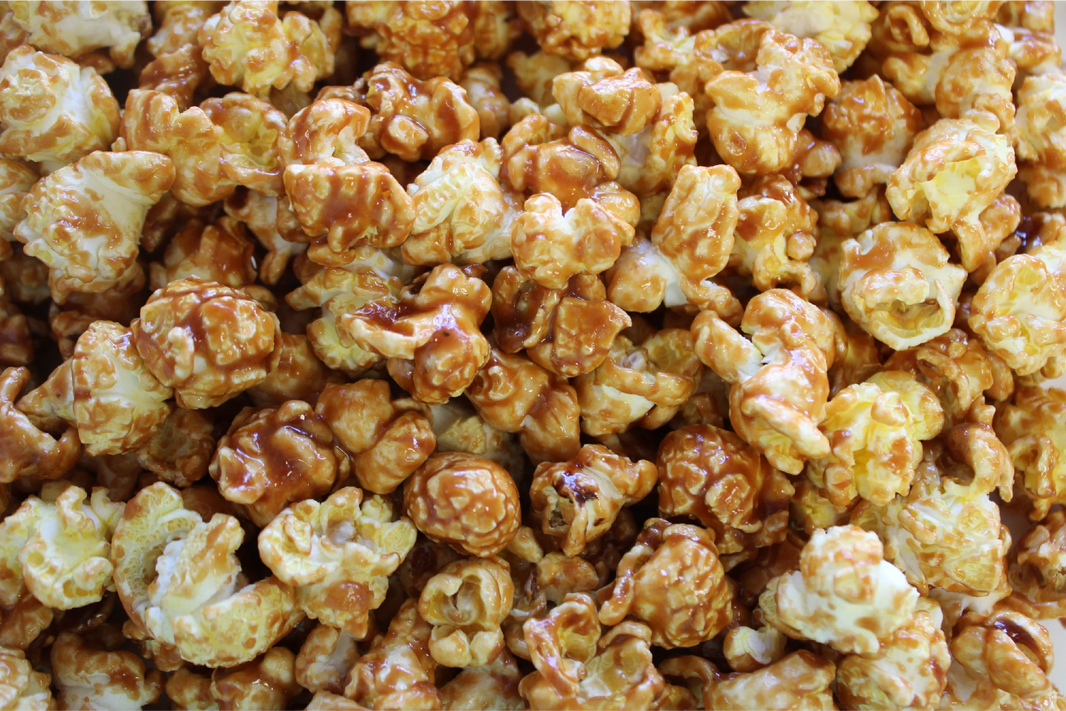 Close-up of caramel popcorn with a close-up view