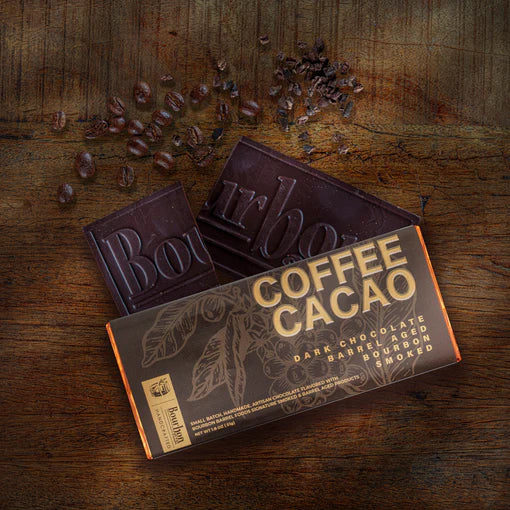 Coffee & Cacao Bar | Bourbon Smoked Cacao, Barrel Age Coffee Beans & Dark Chocolate