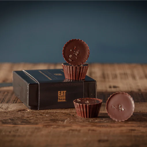 Bourbon Smoked Sea Salt Caramel Cups | Dark Chocolate, Bourbon Smoked Sea Salt & Caramel