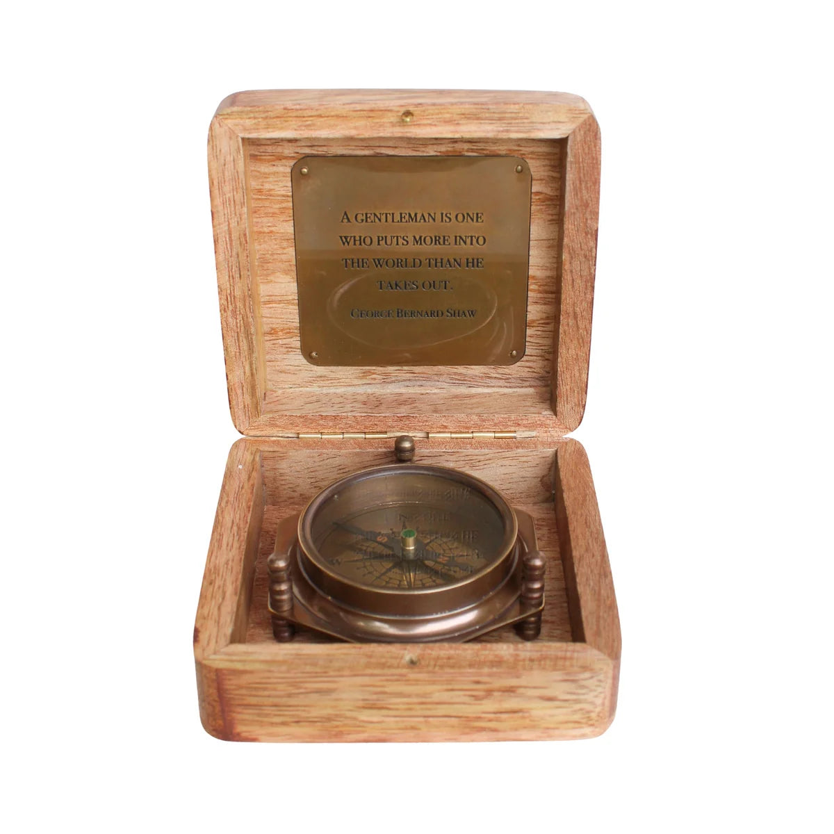 A Gentleman Is One Compass in Wooden Box | Sugarboo & Co