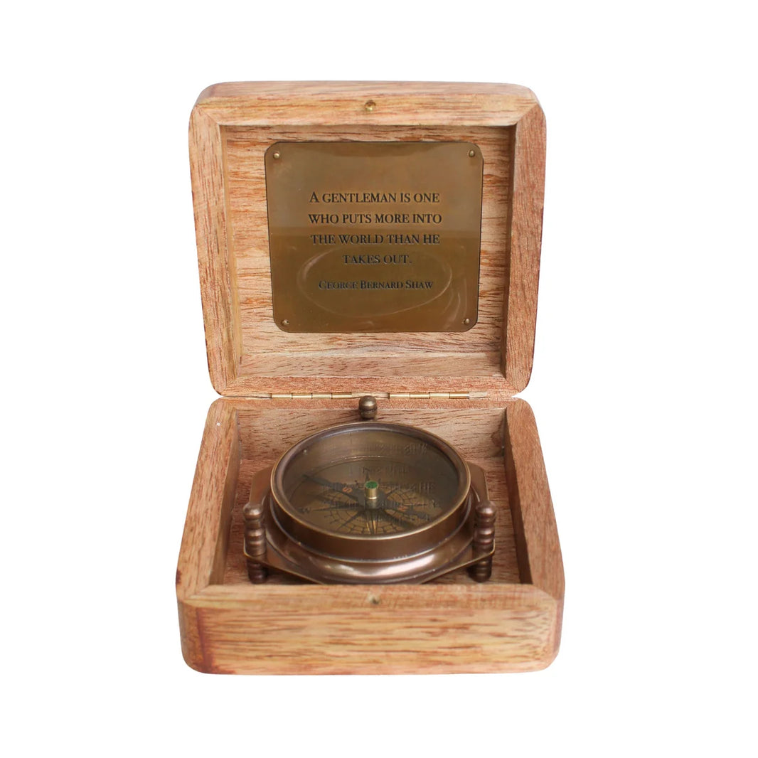 A Gentleman Is One Compass in Wooden Box | Sugarboo & Co