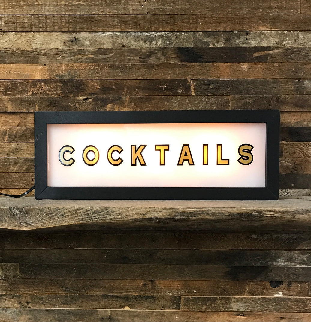 Lighted "Cocktails" Retro Bar Signs | Lighted Signs