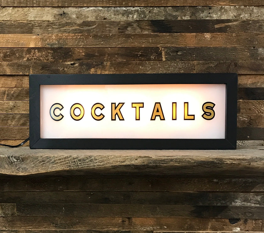 Lighted "Cocktails" Retro Bar Signs | Lighted Signs