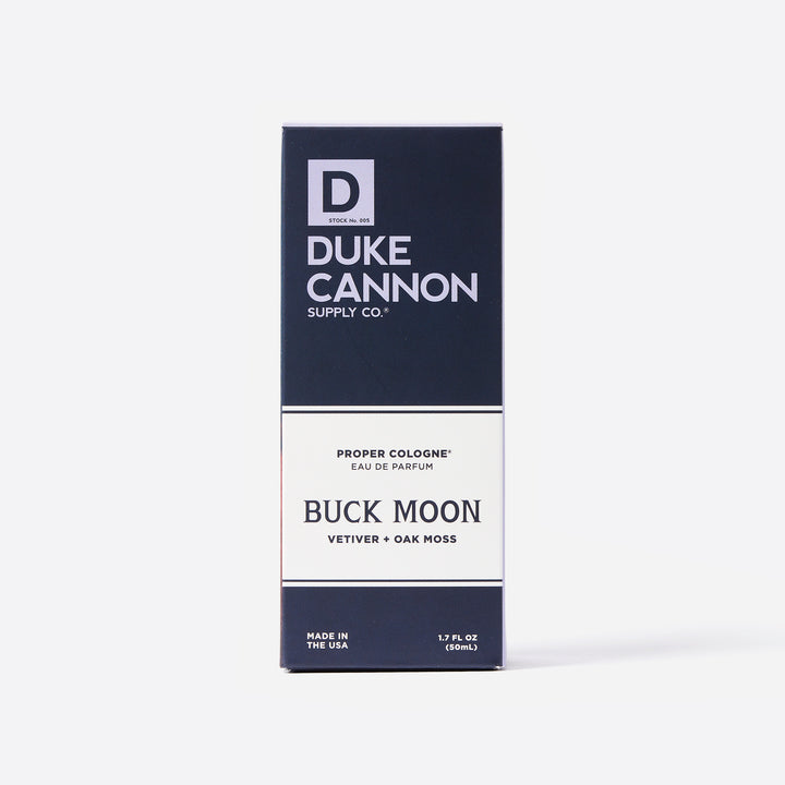 The package box of Duke Cannon Buck Moon cologne