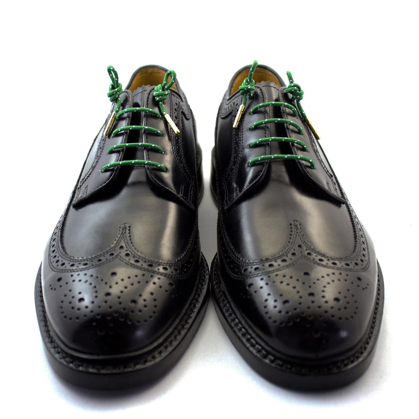 Polka Dot Green Dress Shoelace Pair - Metal Tip