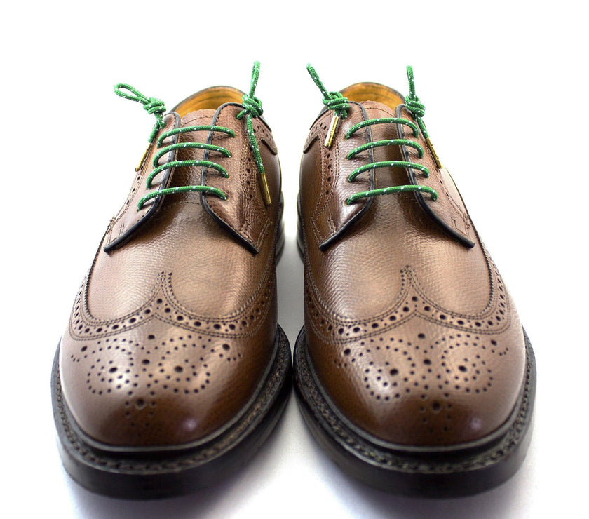 Polka Dot Green Dress Shoelace Pair - Metal Tip