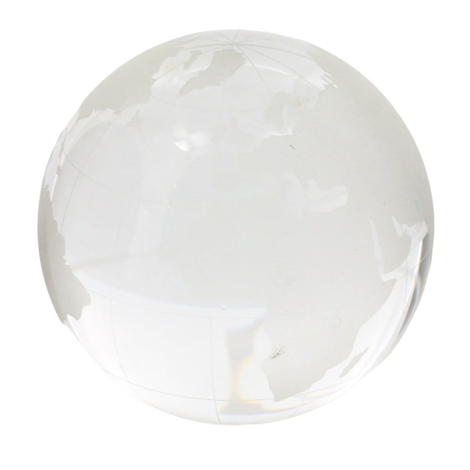 HomArt Etched Glass World Globe Decorative Rounded Paperweight