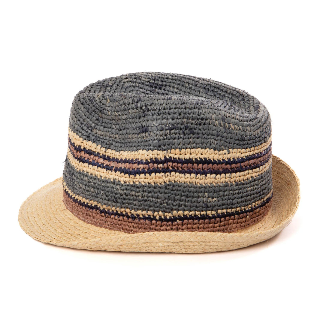 Men's Crochet and Braided Raffia Stingy Brim Fedora