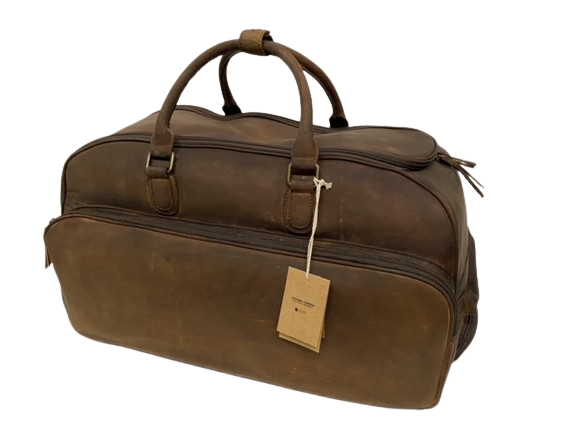 Leather Rolling Duffle Bag - Hunter Brown