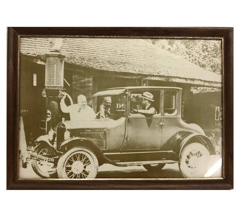 Antique Framed Gas Station Photograph