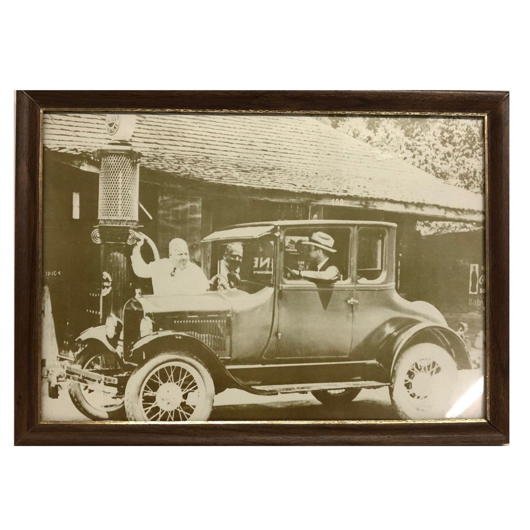 Antique Framed Gas Station Photograph