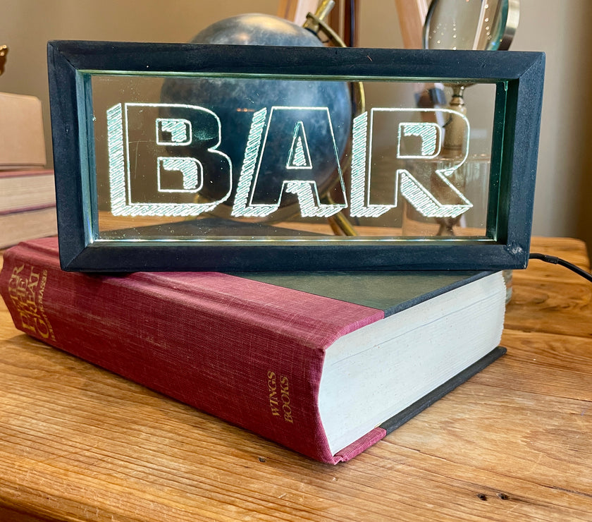 Vintage Style Lighted "Bar" Signs | Black Wood Rectangle