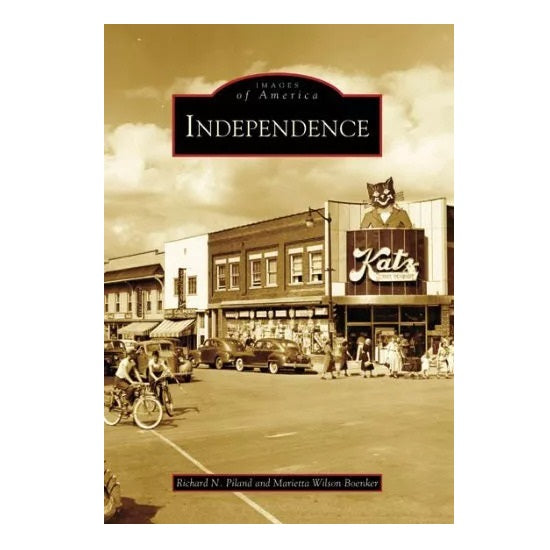 Book cover of 'Independence' with vintage street scene and 'Katz' sign.