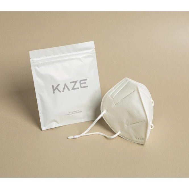 Kaze face mask and packaging on a beige background