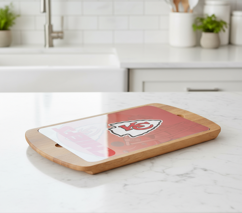 Kansas City Chiefs Billboard Glass Top Serving Tray