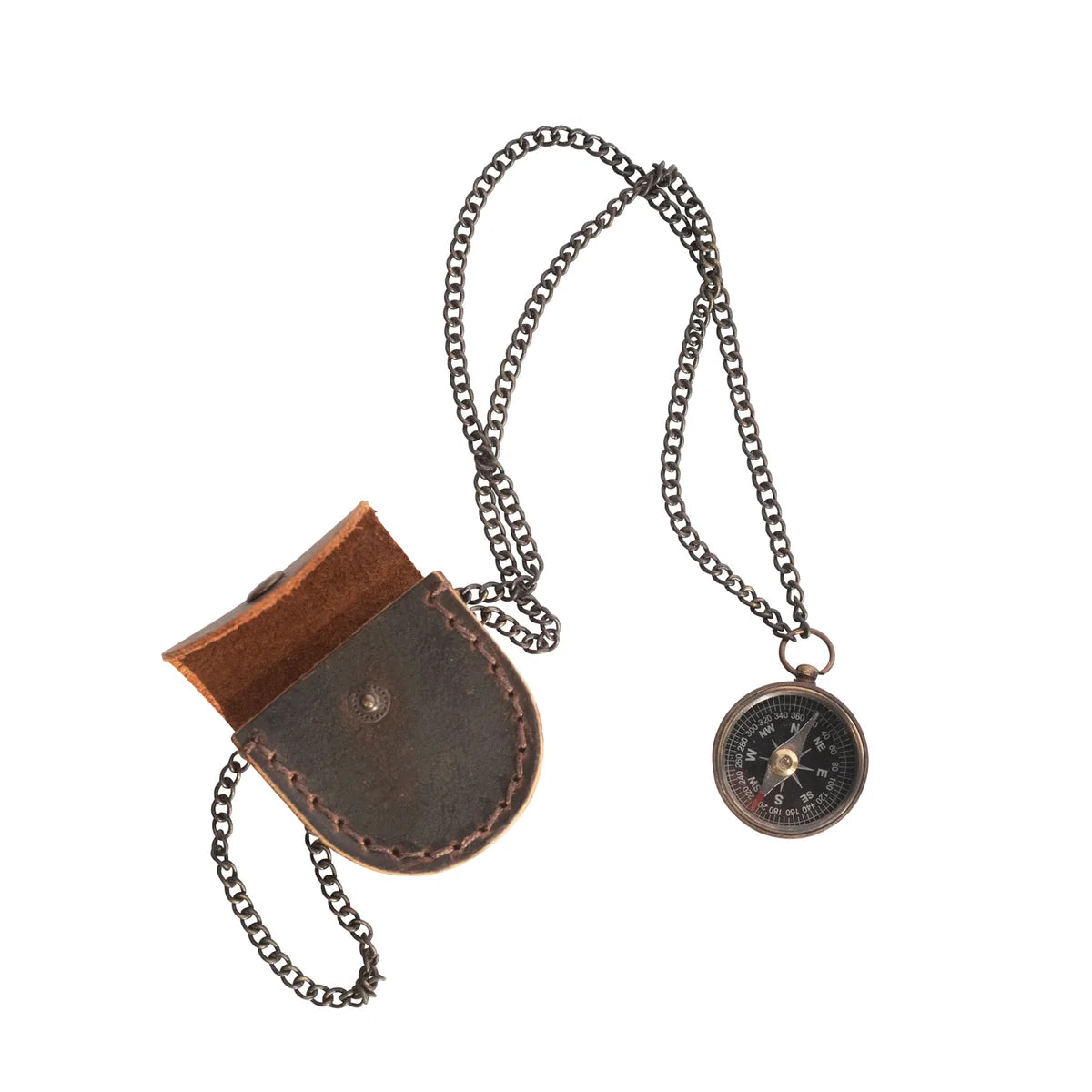 Let your Heart Be Your Necklace (Compass with Leather Pouch)