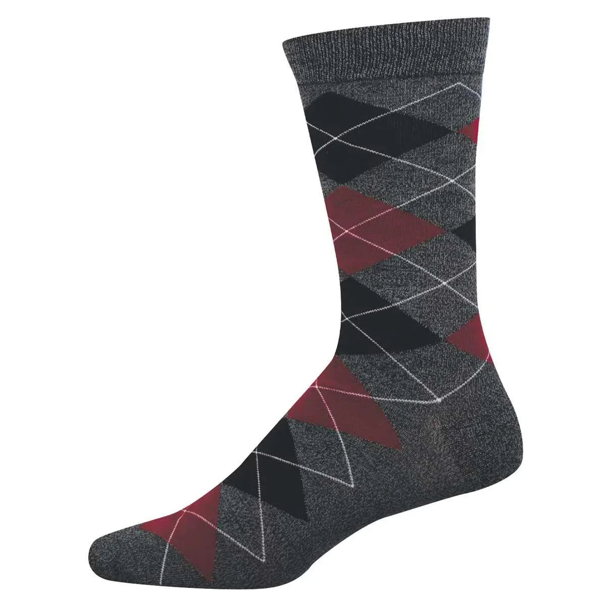 Argyle | SockSmith Bamboo Crew Socks (Charcoal, Red, & Black)