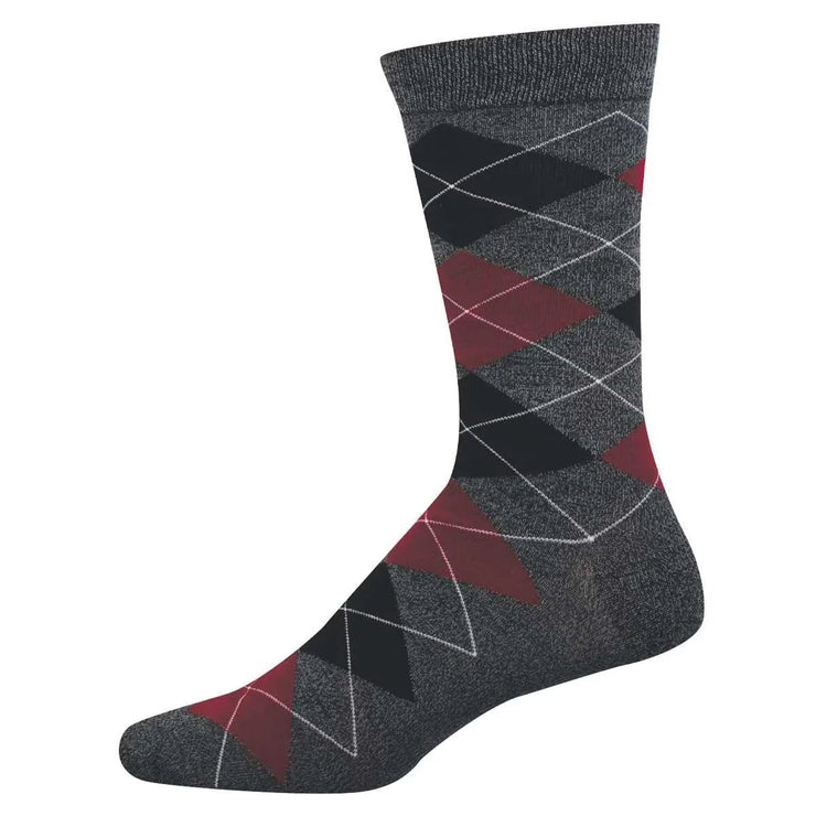 Argyle | Sock smith Bamboo Crew Socks (Red, Black & Charcoal)