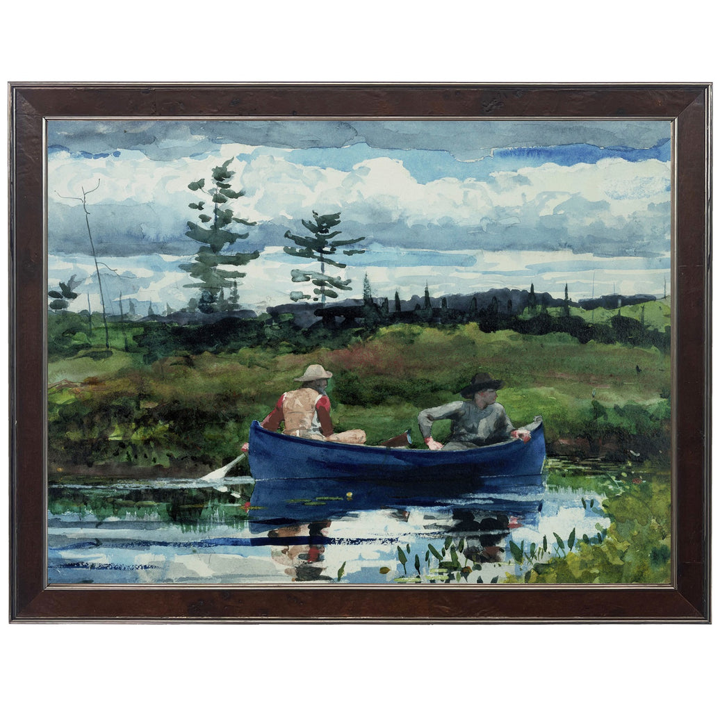 Men In Boat | Vintage Watercolor Art