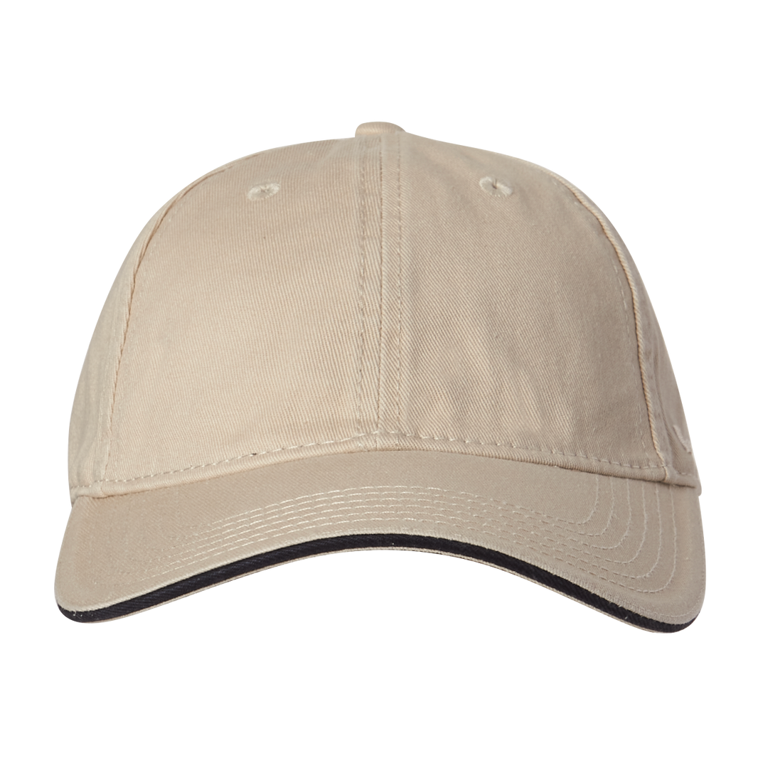 The front of a stone-colored baseball cap by Kooringal.
