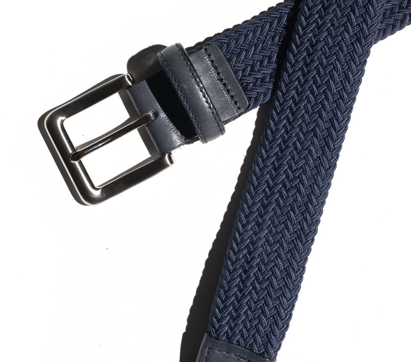 Navy Woven Stretch Belt