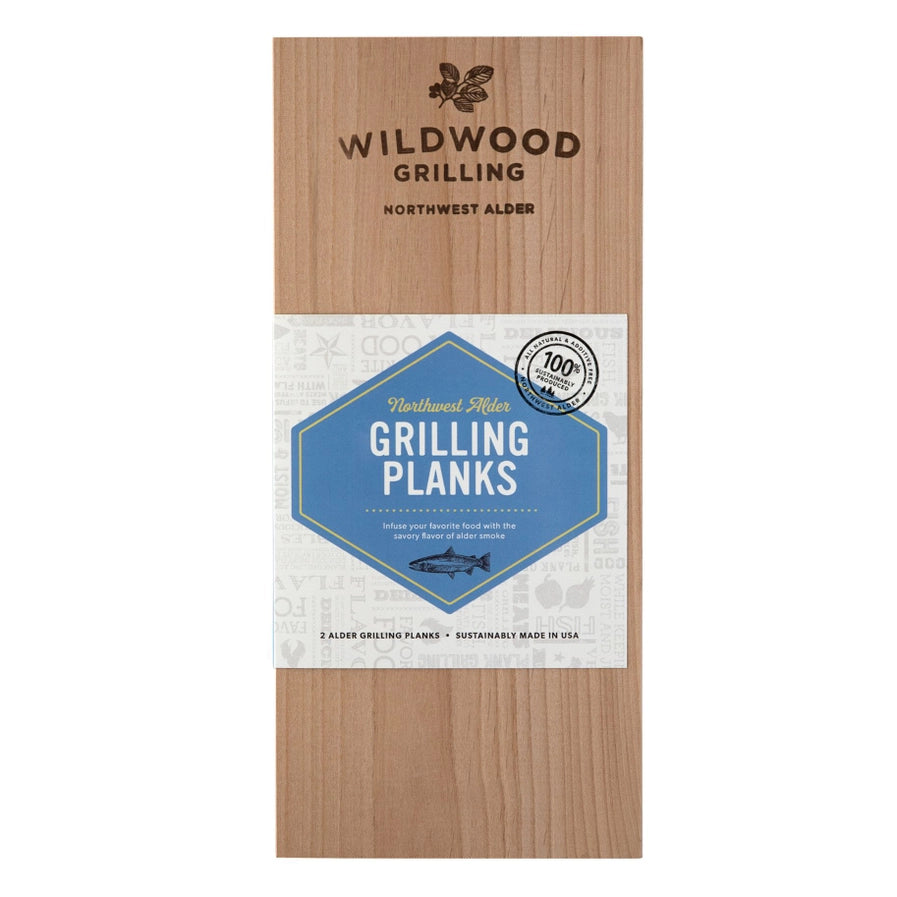 2-Pack of Northwest Alder Grilling Planks by Wildwood Grilling, displaying the product and its details.