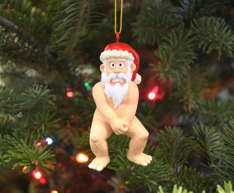 Naked Santa Ornament