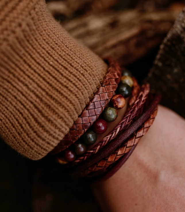 Caramel Braided Leather Bracelet