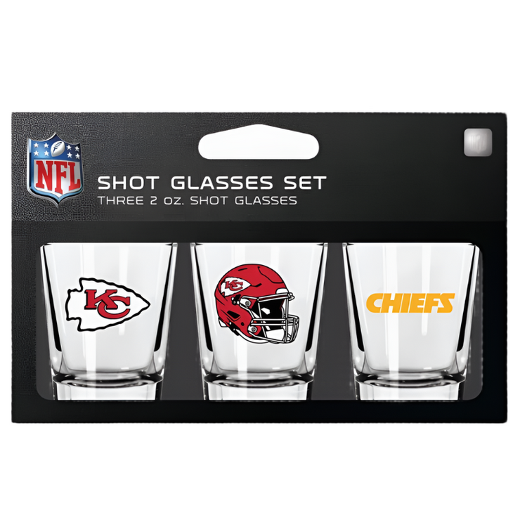 NFL Kansas City Chiefs 3-Pack Shot Glass Set