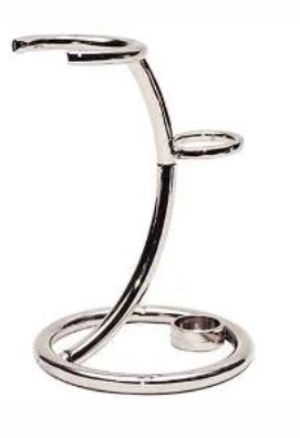 Curved Chrome Shave Brush & Safety Razor Stand