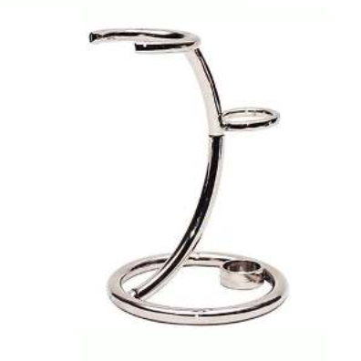 Curved Chrome Shave Brush & Safety Razor Stand