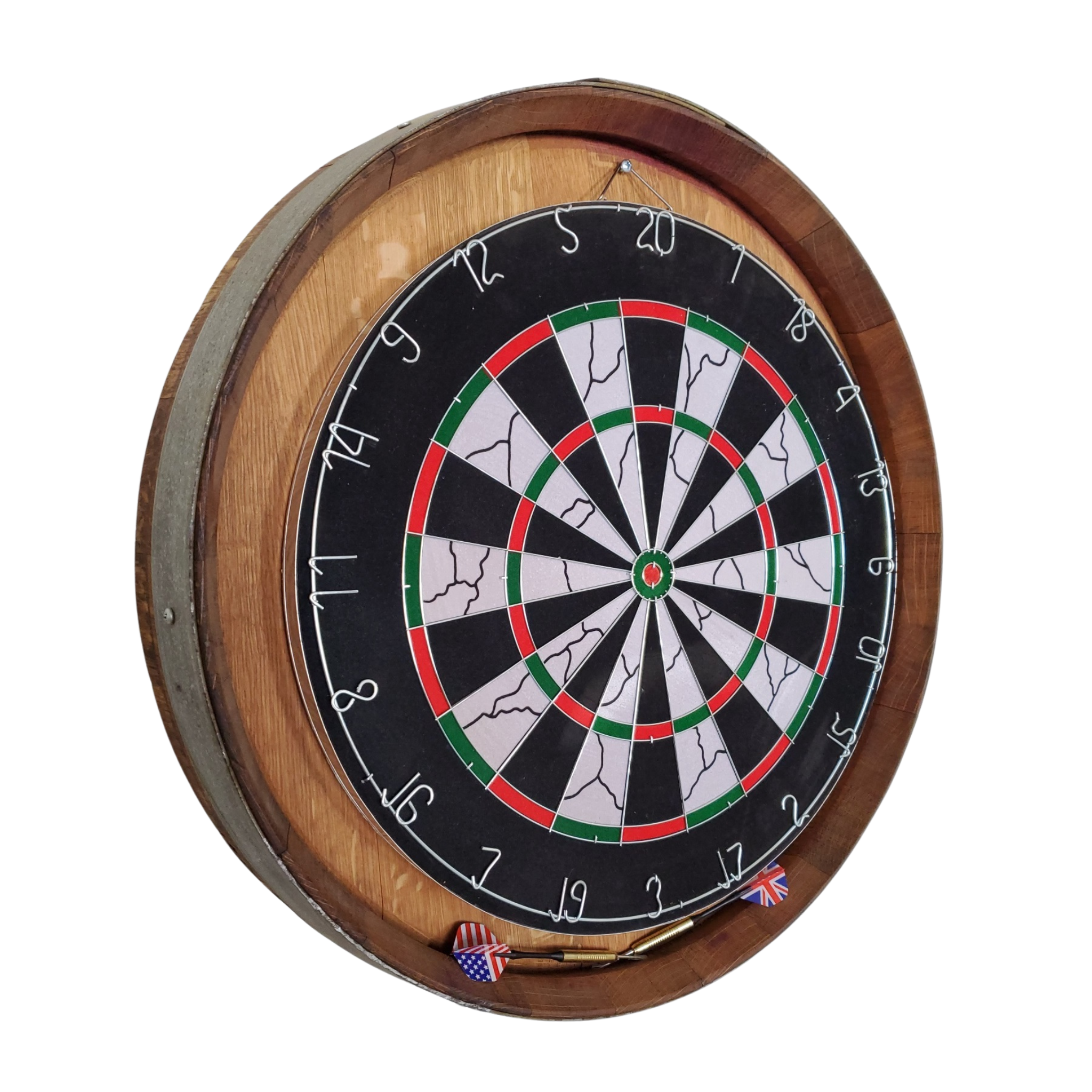 Dartboard with a barrel casing on a white background