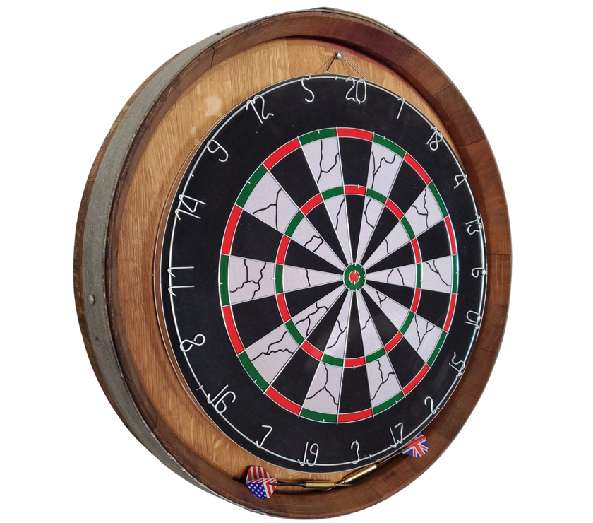 Dartboard with a barrel casing on a white background