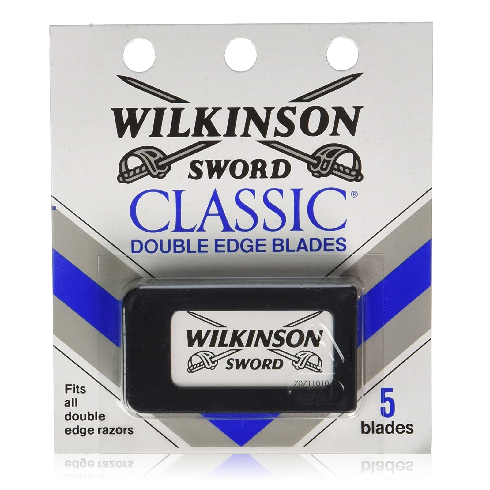 Wilkinson Sword Classic double edge blades packaging with '5 blades' displayed.