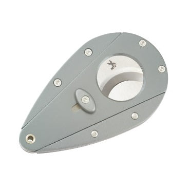 A titanium XiKAR Xi1 cigar cutter with stainless steel blades and an aluminum body.