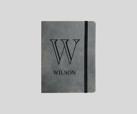 Customizable Grey Faux Leather Notebook - Small