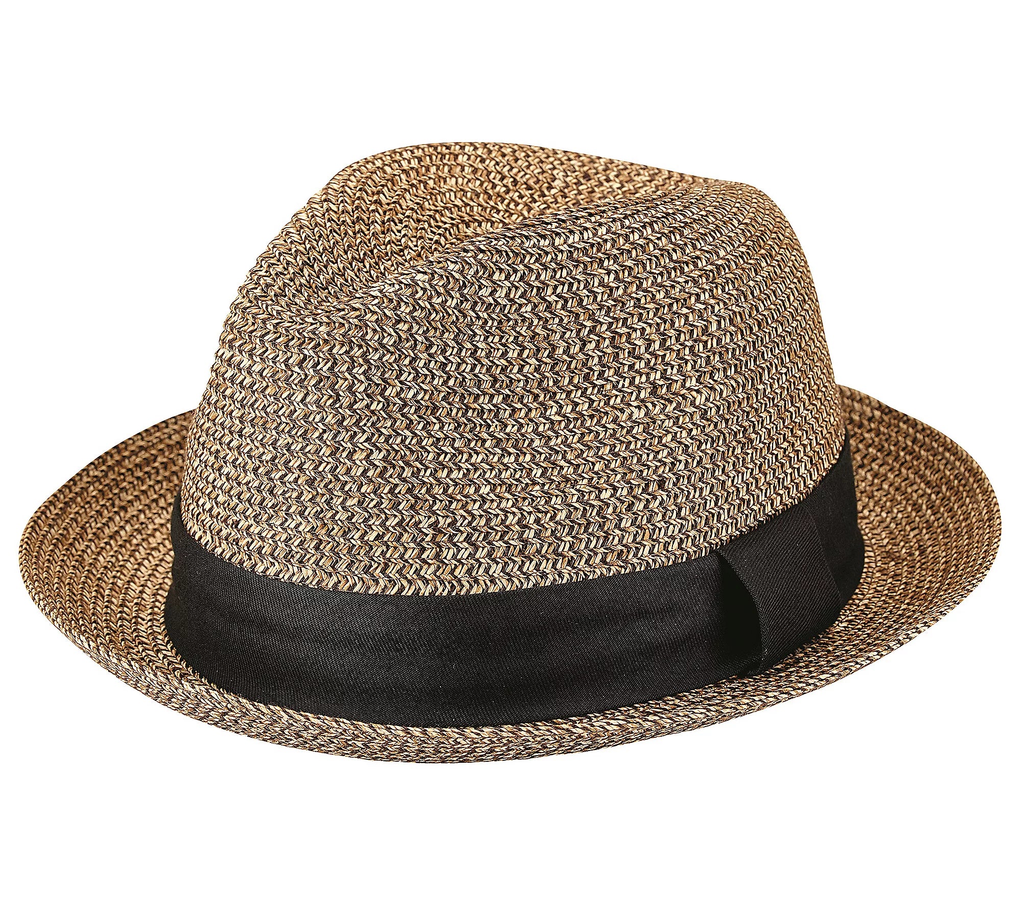 Men's Ultra braided Fedora with a Grosgrain Band (Khaki Brown)