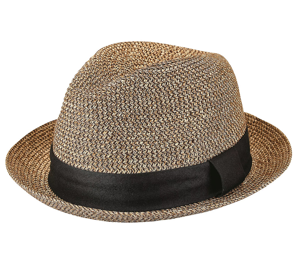 Men's Ultra braided Fedora with a Grosgrain Band (Khaki Brown)
