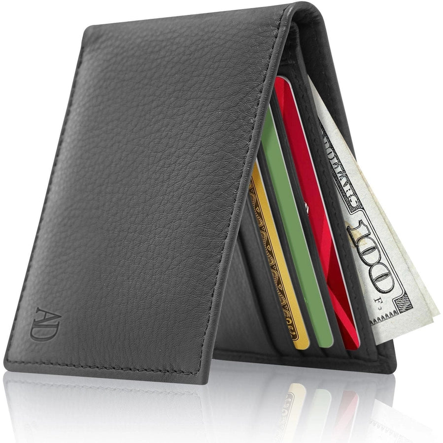 Slim Bifold Leather Wallet with Id Window