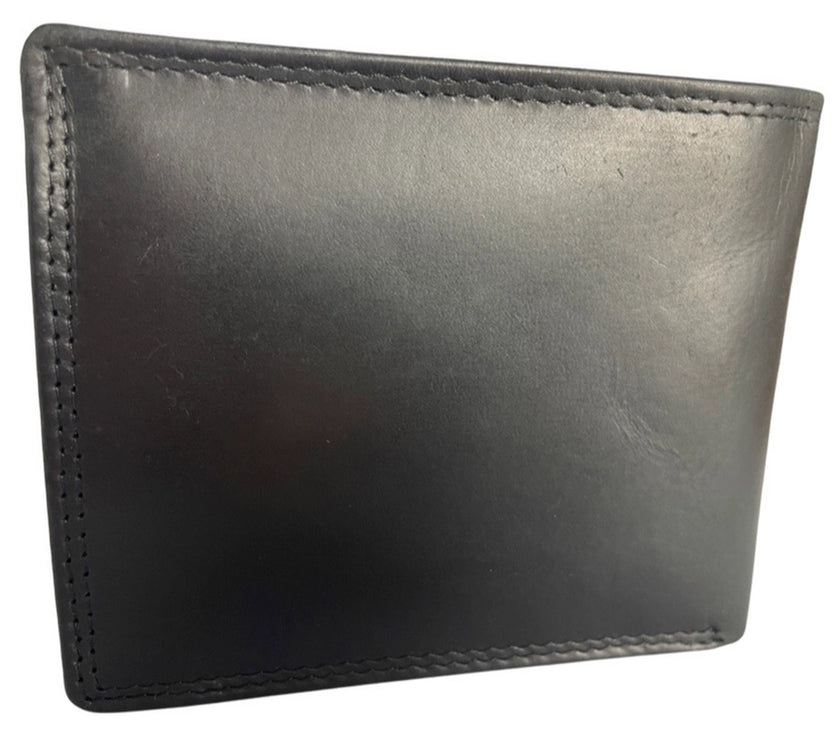 Men's Billfold - Buffalo Leather - RFID Anti Skim - Black