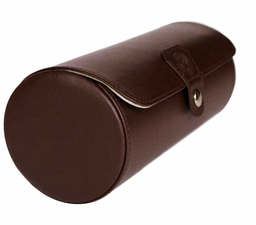 Travel Watch Case - Chocolate Brown Vegan Leather