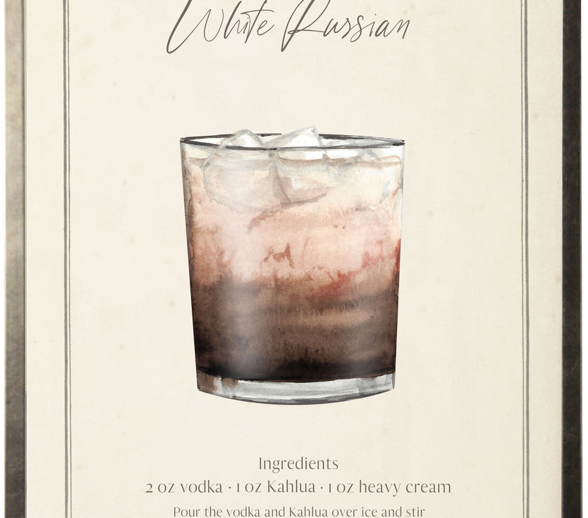 White Russian Cocktail and Recipe | Watercolor Art
