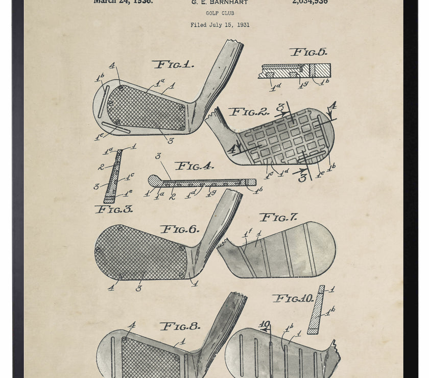 Golf Iron Patent | On a Distressed Background Art