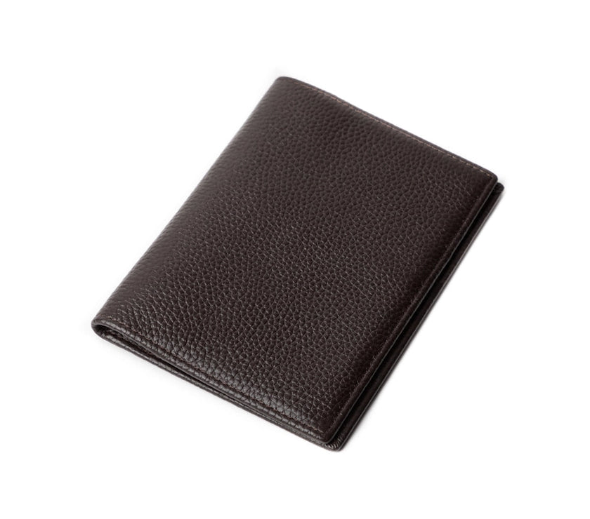 Brouk & Co Genuine Leather Passport Holder - Dark Brown
