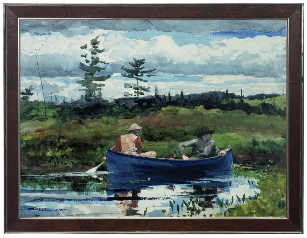 Men In Boat | Vintage Watercolor Art