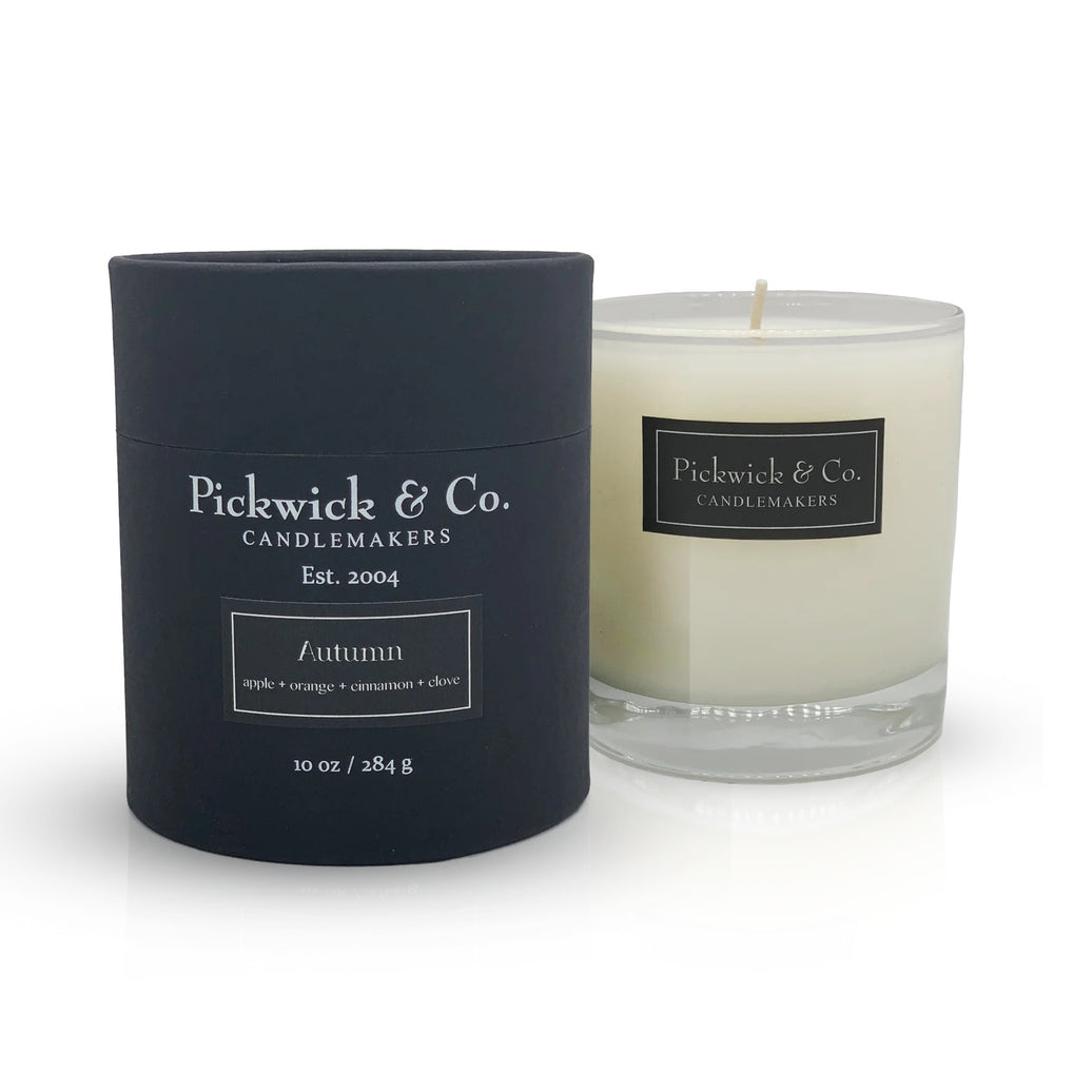 Pickwick & Co. Autumn candle and packaging on a white background