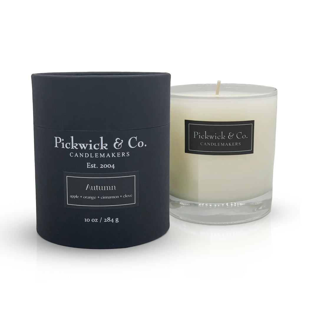 Pickwick & Co. Autumn candle and packaging on a white background